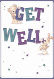 The delightful get well card captures an uplifting spirit, alive with Holloway's characteristic playfulness and kindness. At the forefront, a lovingly illustrated teddy bear and a lively puppy bring joy and comforting presence, each balancing upon bold, artfully coloured letters spelling 'Get Well.' Their plush coats and expressive faces nearly radiate warmth from the card, much like the first touch of a hand-delivered bouquet to a recovering friend. Indigo and teal hues lend the text a bright vibrancy against a soft, creamy backdrop-colours reminiscent of the changing skies over Nag's Head or the leafy corners of Paradise Park. Sprinkled stars in varying shades of blue and purple light up the card, hinting at the local sparkle found in every street festivity. Every stroke and shadow is filled with intentional care-echoing the sincerity that Holloway Florist brings to every message, floral or written, offering comfort and hope to those journeying towards wellness throughout Islington and beyond.